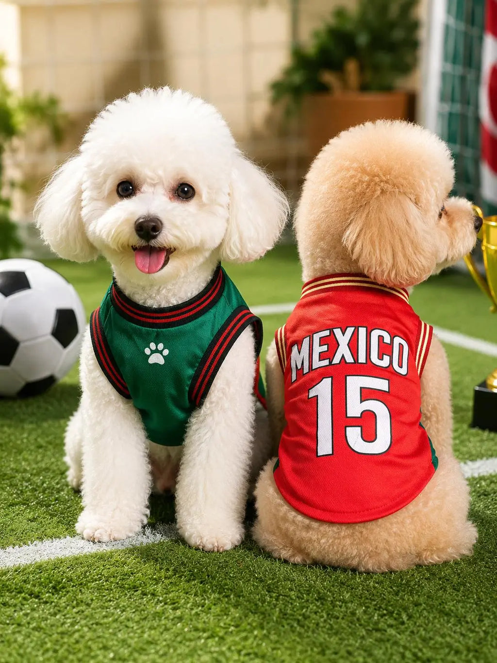 Mexico 15 Pet Jersey Shirt for Small Medium Dogs and Cats, Breathable Mesh Soccer Style Pet Vest, Sleeveless Puppy Sports Outfit, Cute Lightweight Dog Cat Clothes for Daily Wear, Outdoor Walks, Photos and Parties