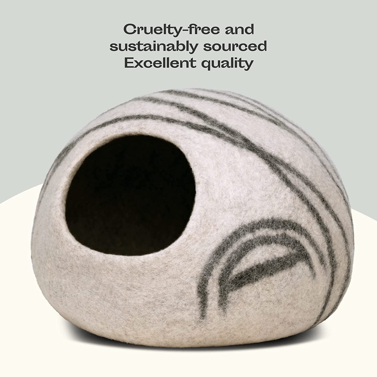 Cat Cave – Premium Felt Cat Bed for Indoor Cats, Handmade Merino Wool (Light Gray, Large)
