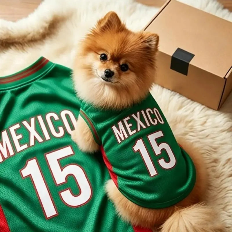 Mexico 15 Pet Jersey Shirt for Small Medium Dogs and Cats, Breathable Mesh Soccer Style Pet Vest, Sleeveless Puppy Sports Outfit, Cute Lightweight Dog Cat Clothes for Daily Wear, Outdoor Walks, Photos and Parties
